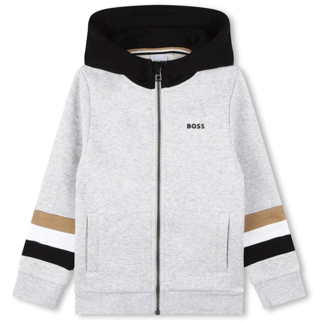 BOSS - Zip Hoodie Three Stripe Mini Me Tracksuit  -  Grey