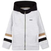 BOSS - Zip Hoodie Three Stripe Mini Me Tracksuit  -  Grey