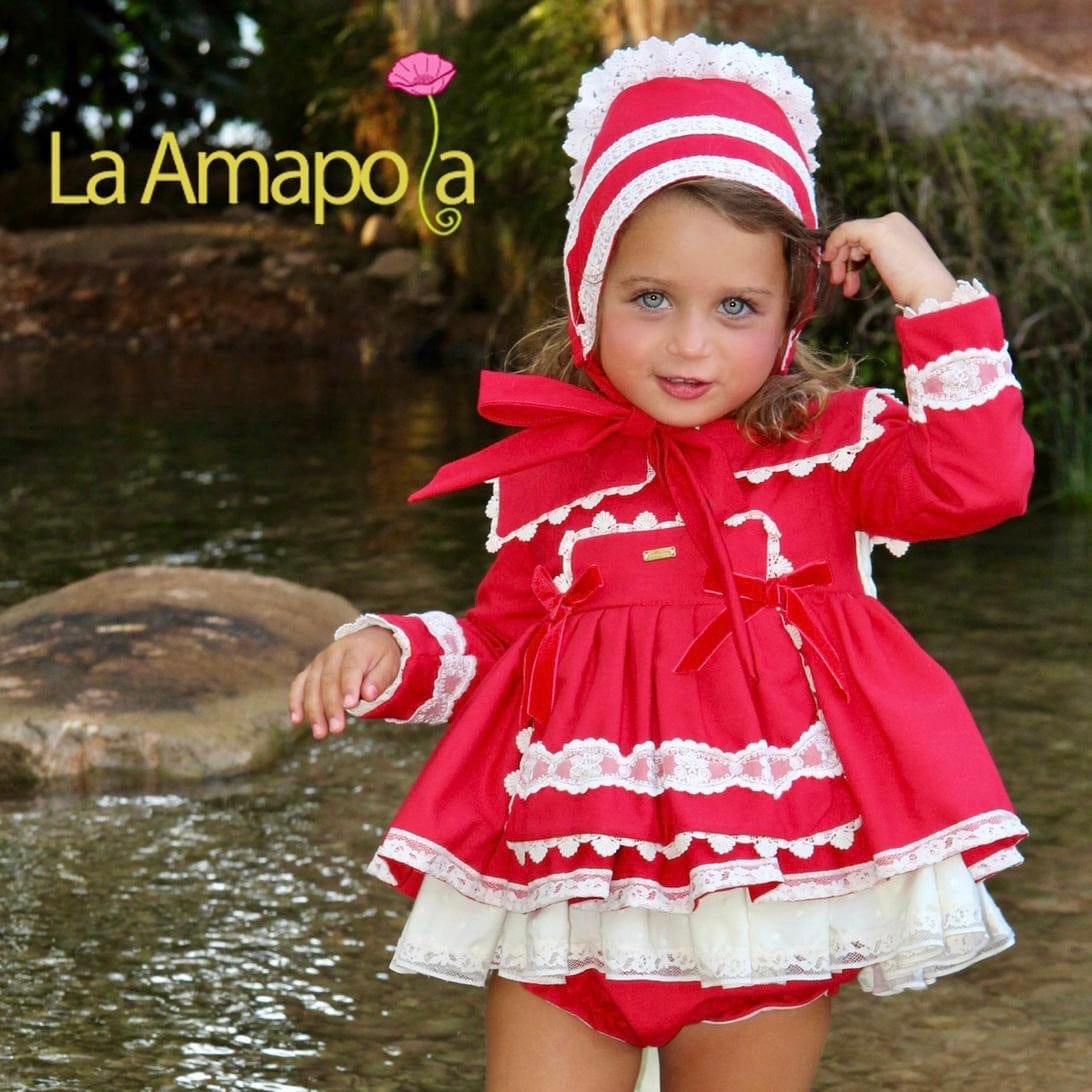la amapola red dress La Amapola Spanish Older Girls Pink Kira Puffball Dress