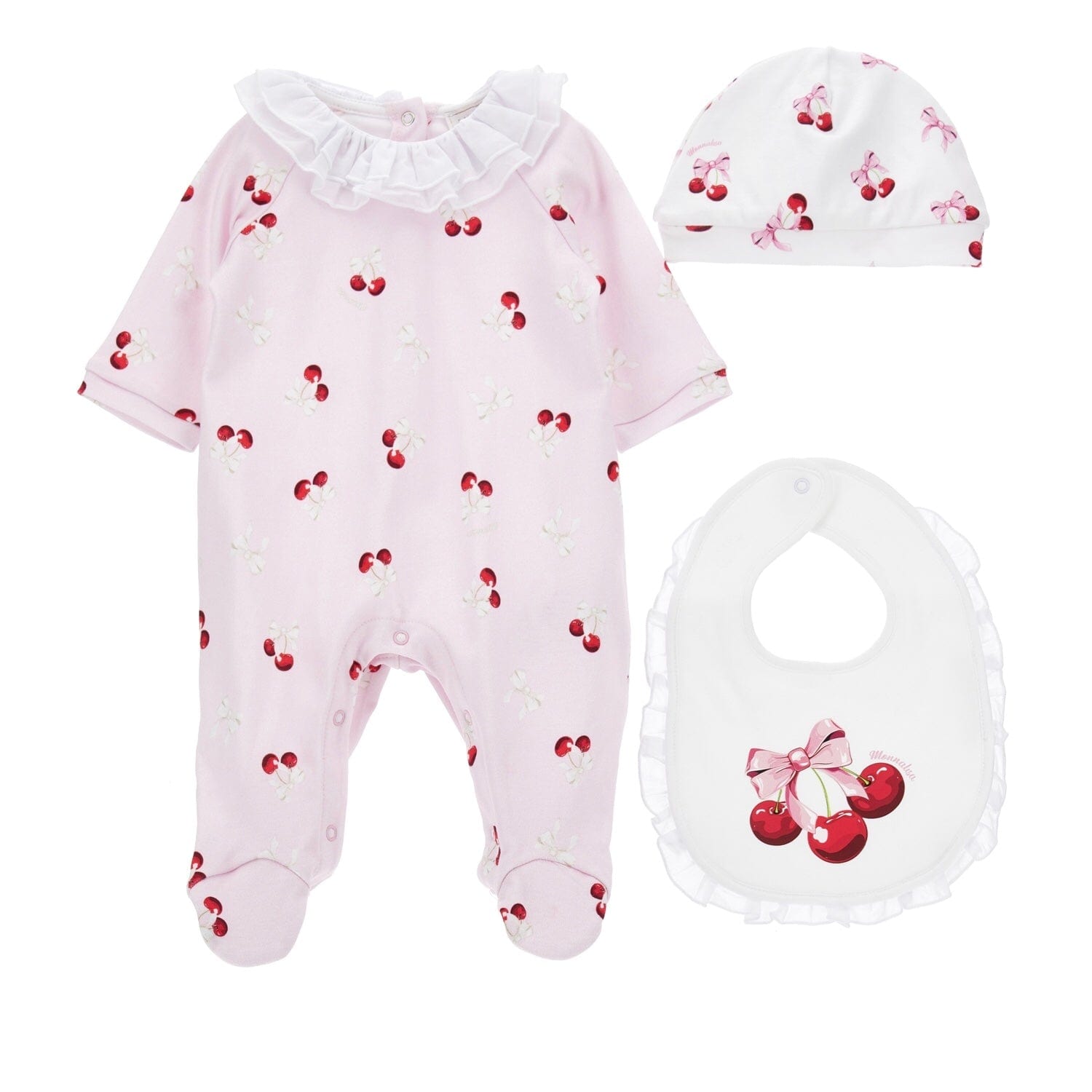 MONNALISA - Cherry Four Piece Babygrow Set  - Pink