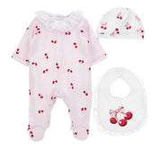 MONNALISA - Cherry Four Piece Babygrow Set  - Pink