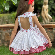 LA AMAPOLA - Strawberry Puffball Dress - White