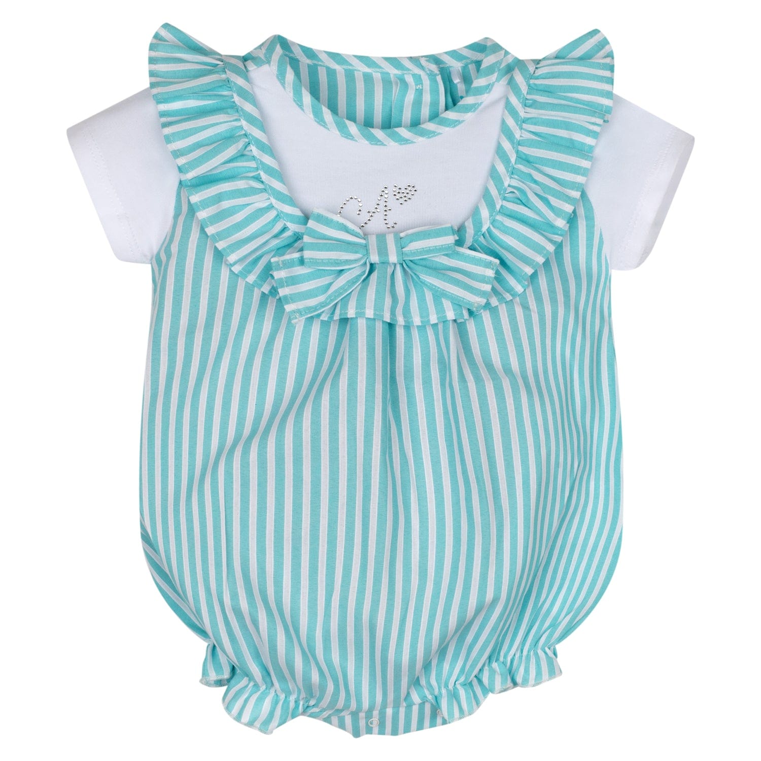 LITTLE A - Kendal Little Fish Seersucker Romper - Aruba Blue