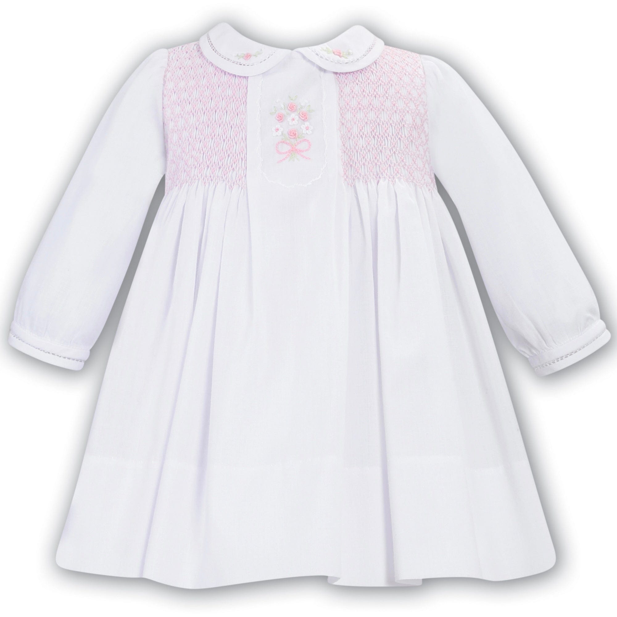 SARAH LOUISE -  Smocked Bow Dress - White