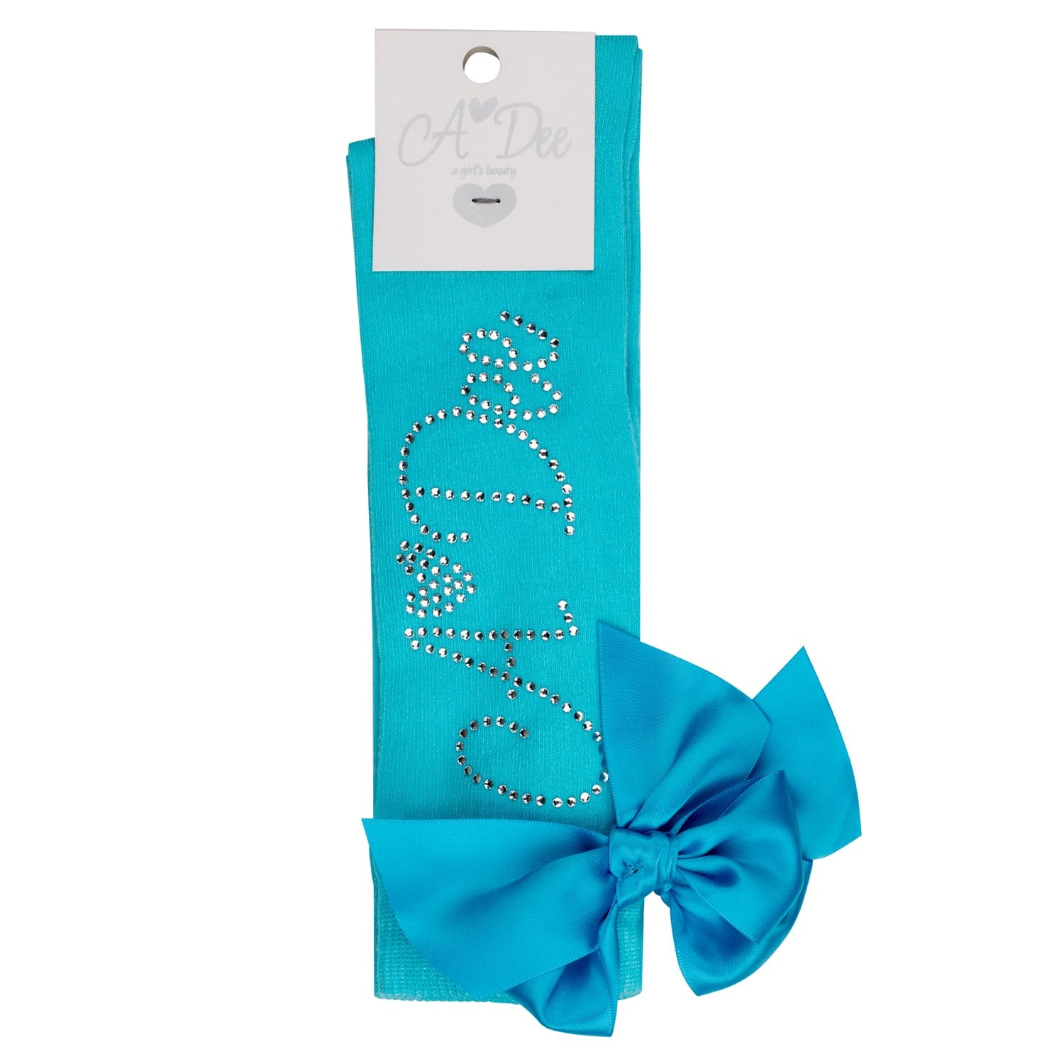 A DEE - Olsen Ocean Pearl Diamanté Knee High Socks - Aruba Blue