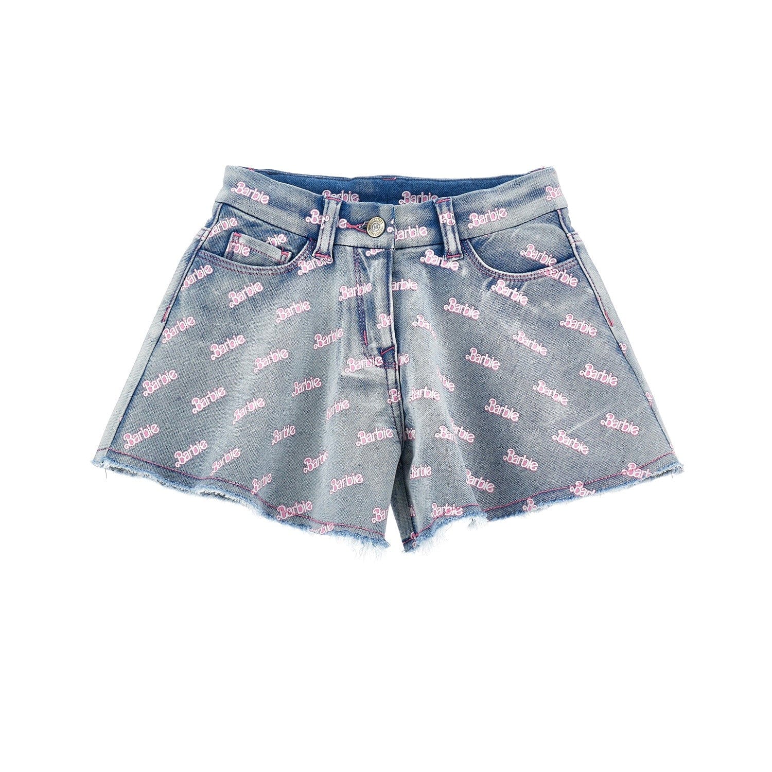 MONNALISA - Barbie Three Piece Denim Short Set - White