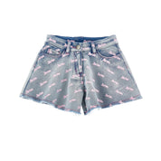 MONNALISA - Barbie Three Piece Denim Short Set - White