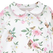 MONNALISA - Rose & Bird Print Two Piece Babygrow Set  - White