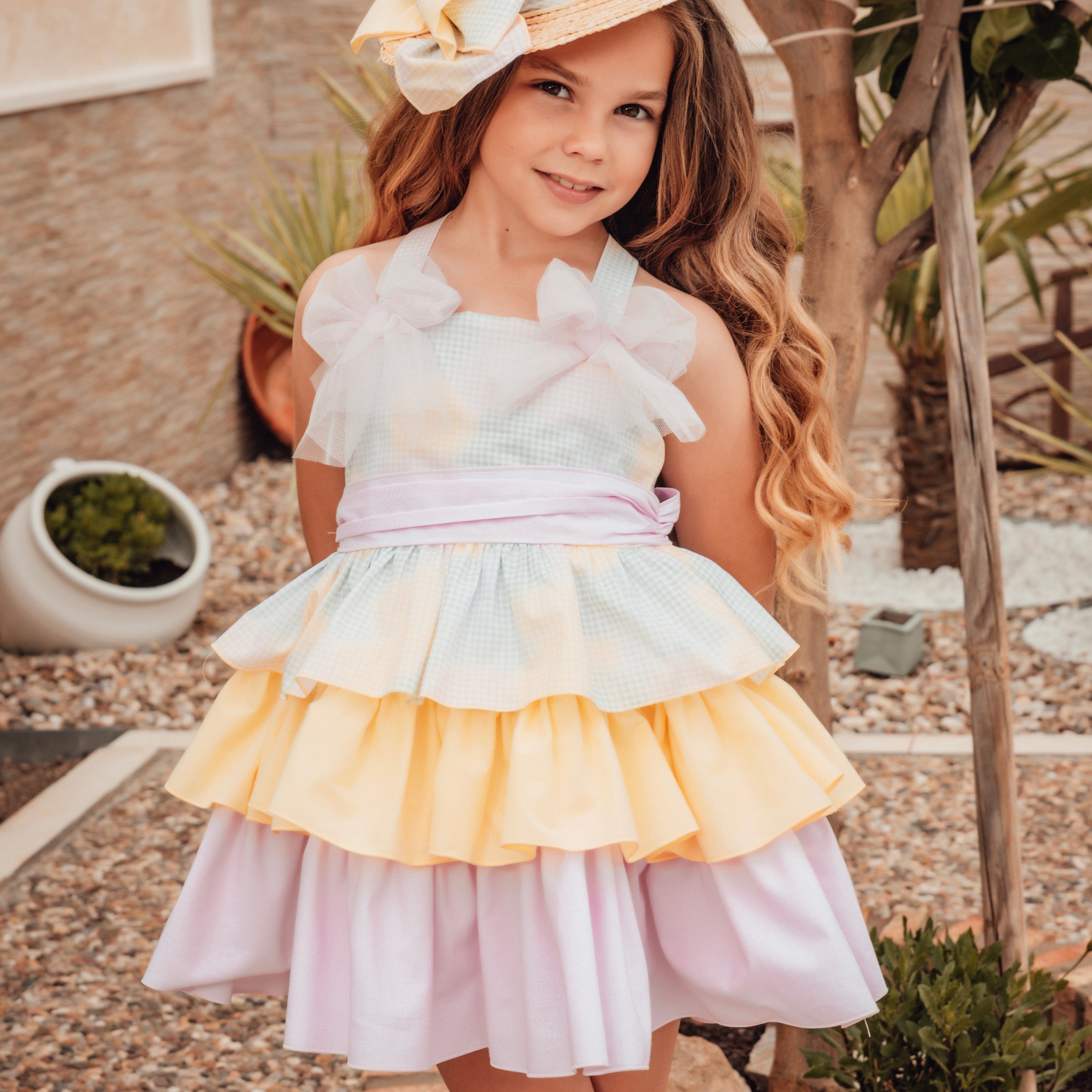 BABINE - Check Puffball Dress - Pink