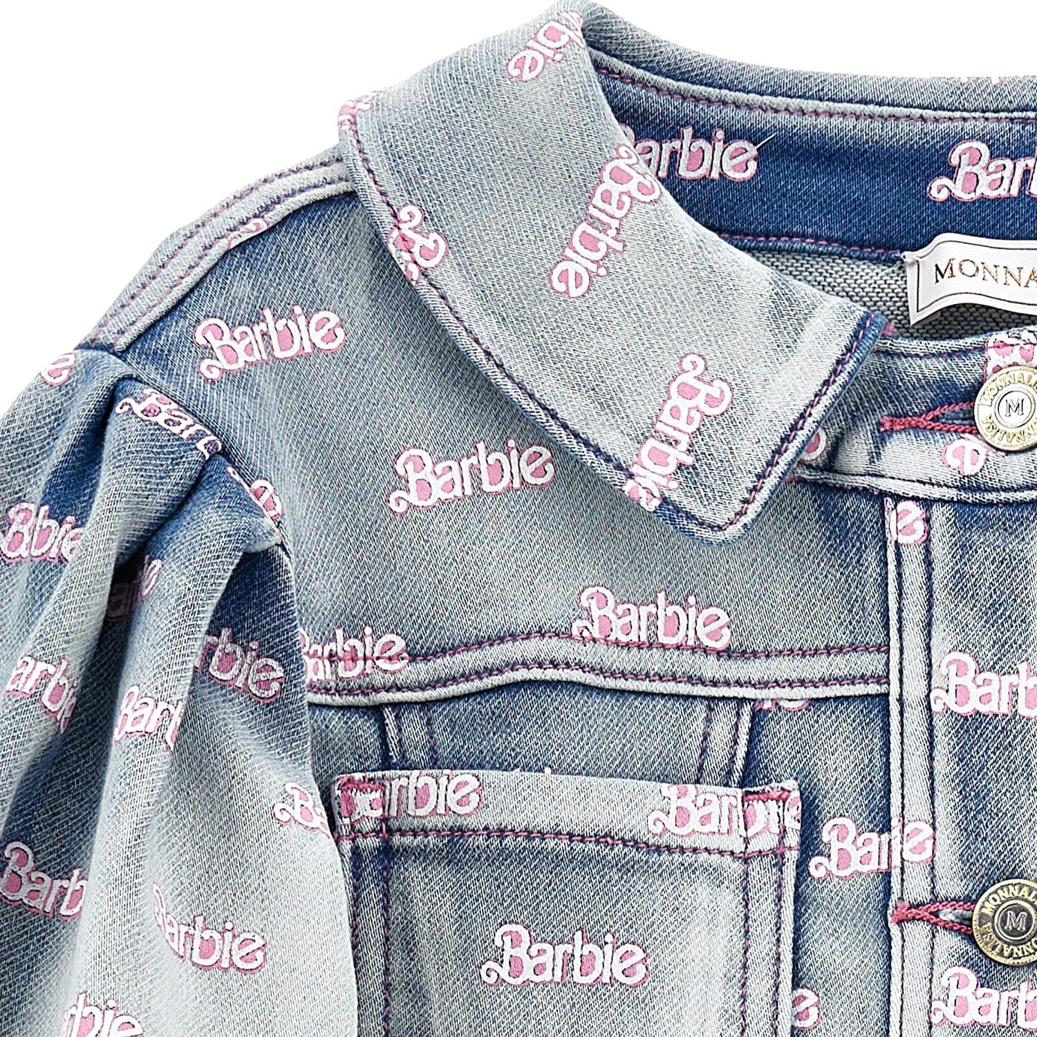 MONNALISA - Barbie Three Piece Denim Short Set - White