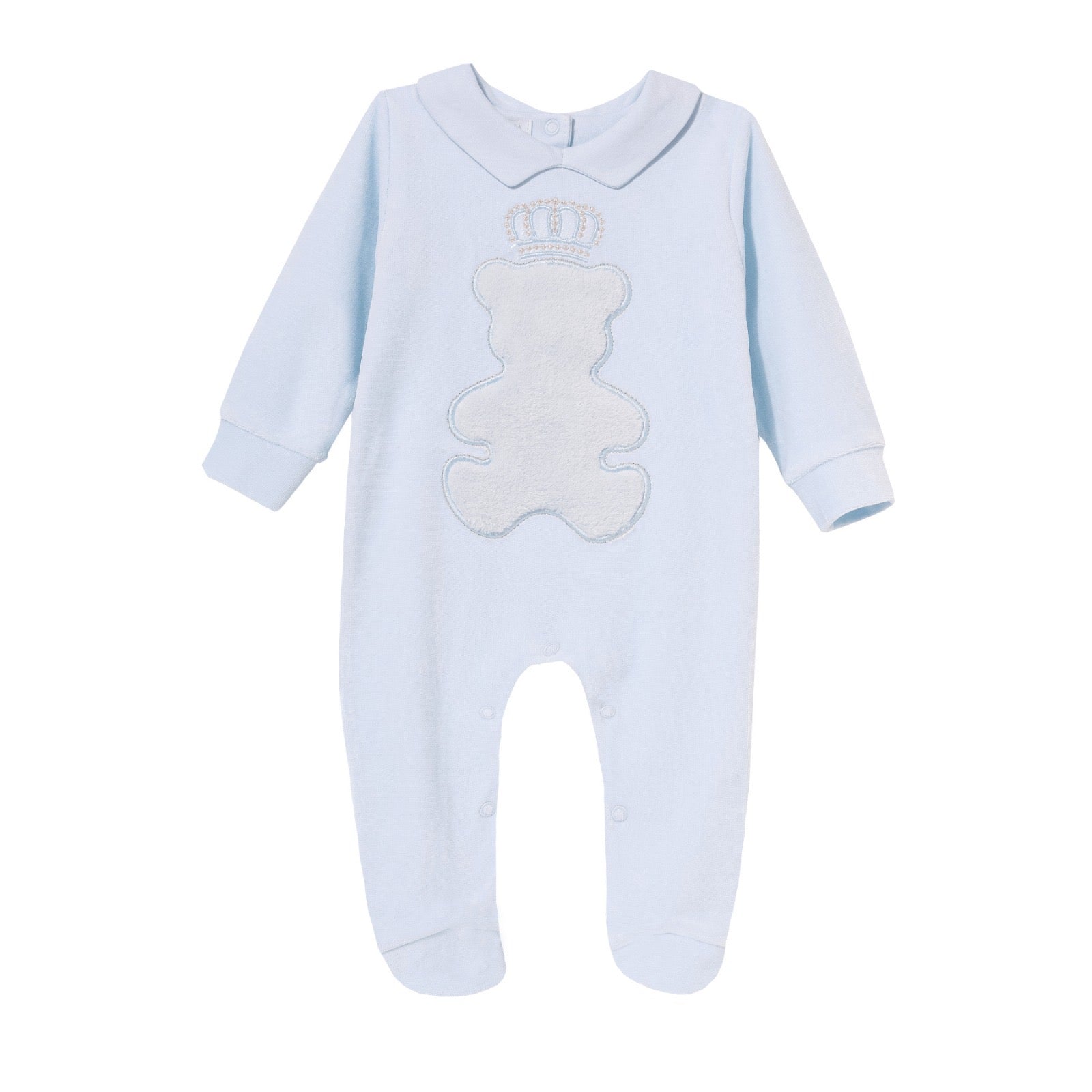 SOFIJA - Velour Teddy Babygrow - Blue