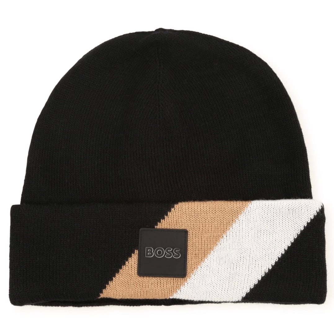 HUGO BOSS - Stripped Hat -  Black