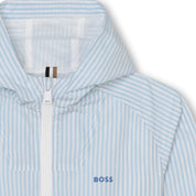 HUGO BOSS - Stripe Hooded Windbreaker -  White