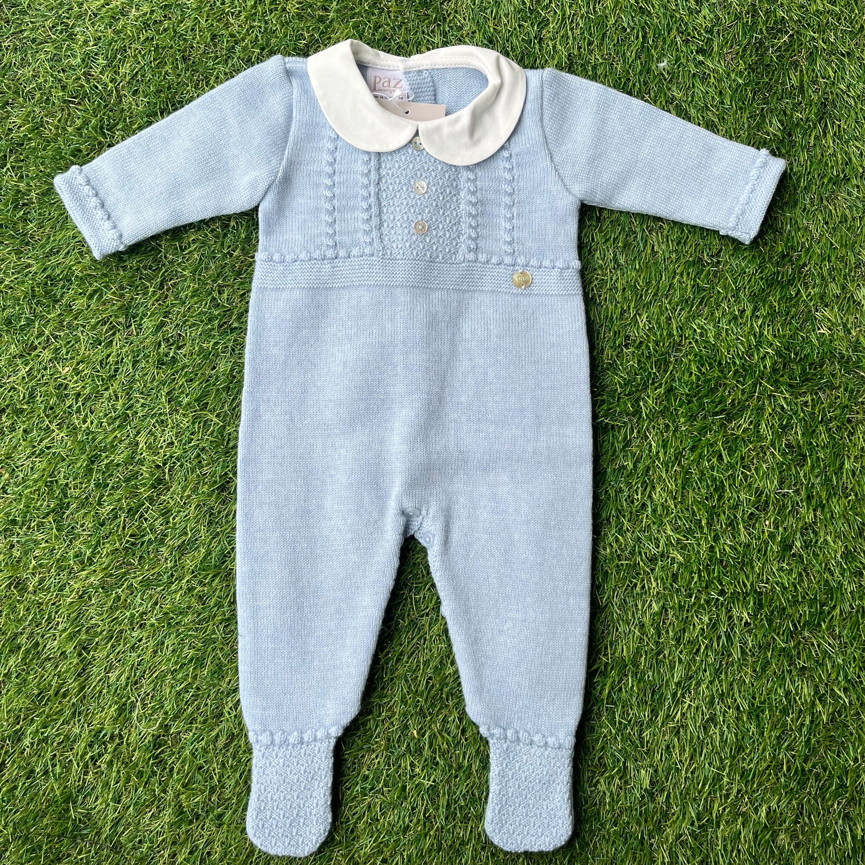 PAZ RODRIGUEZ - Knitted Royal Babygrow - Blue