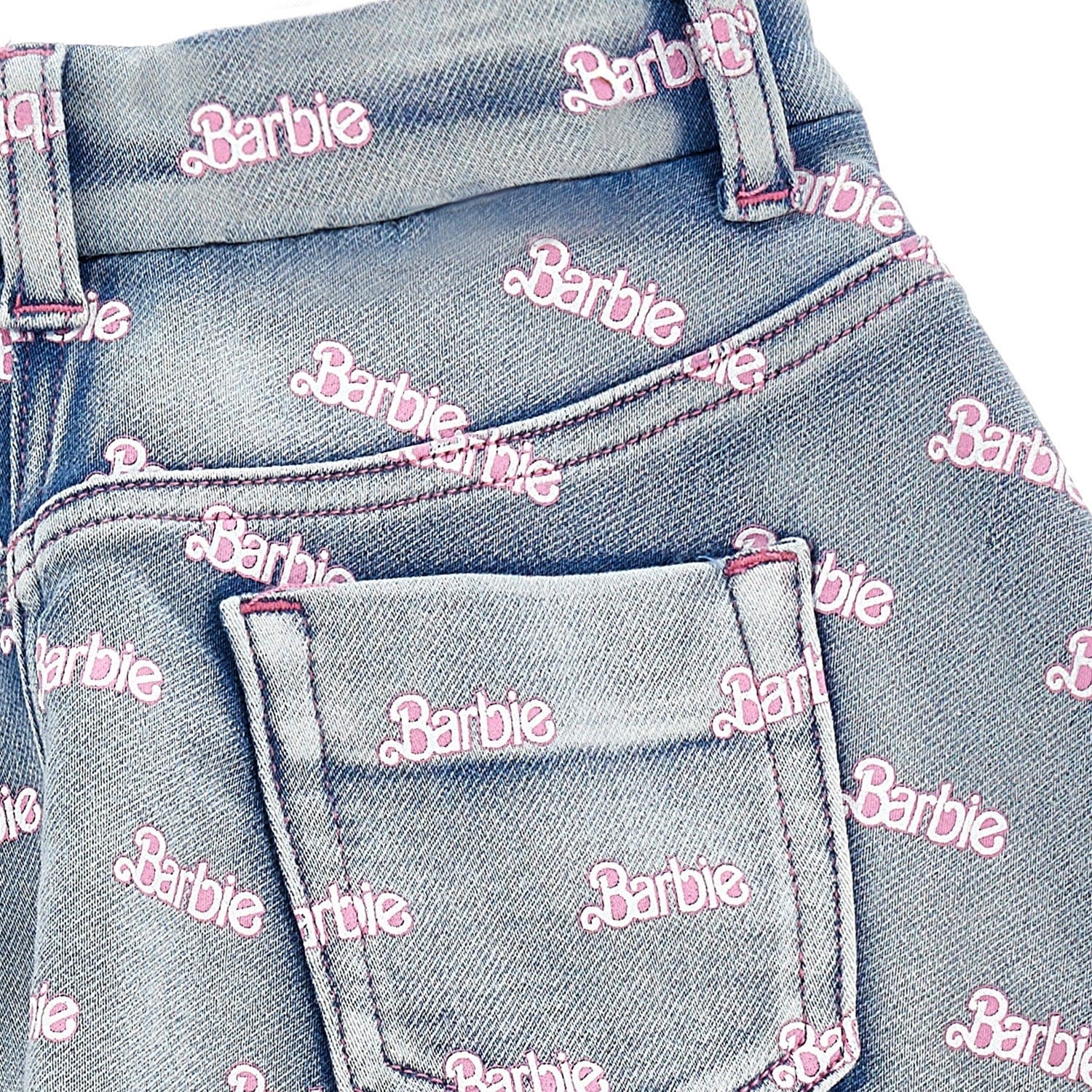 MONNALISA - Barbie Three Piece Denim Short Set - White