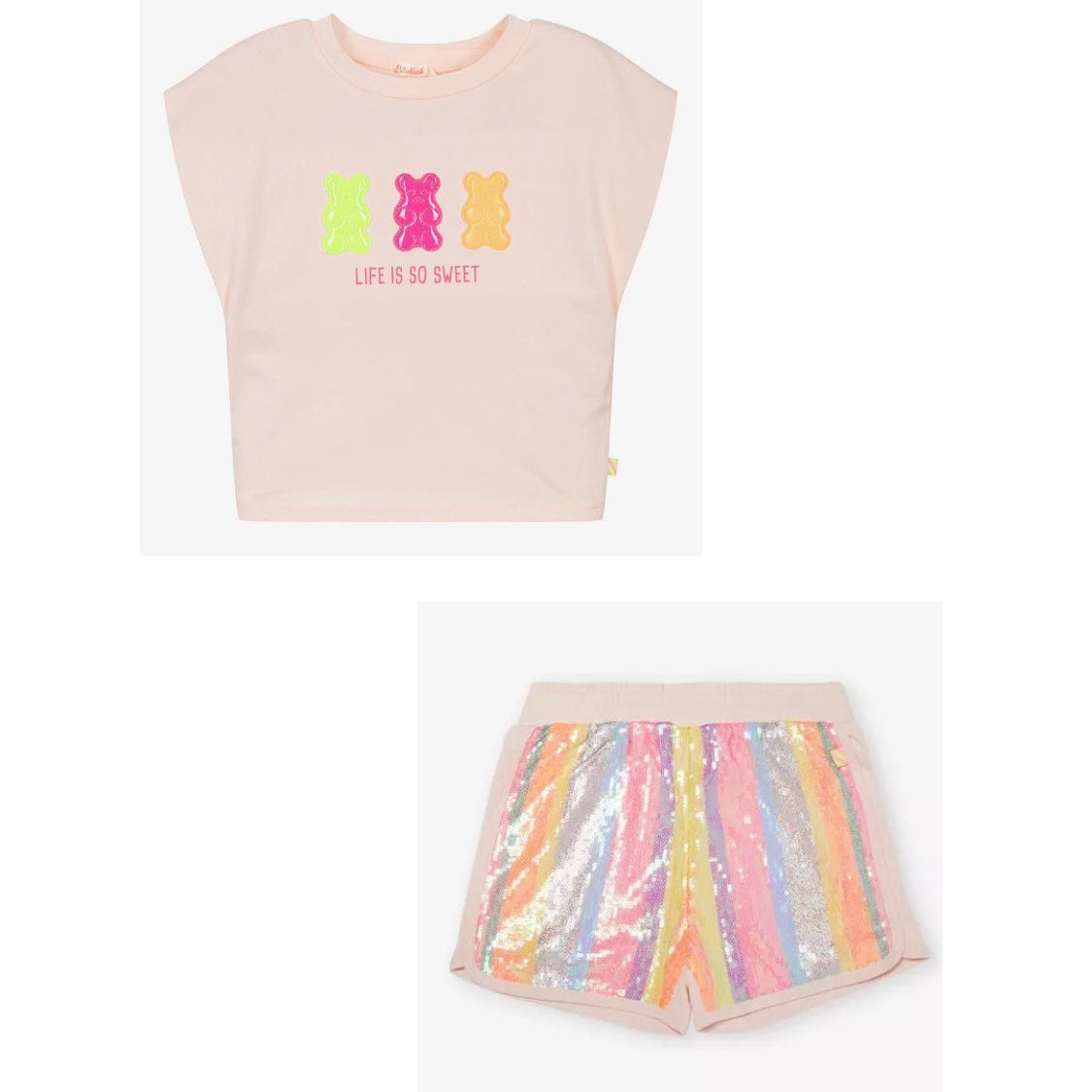 BILLIEBLUSH - Gummy Bear Top & Sequin Short Set - Peach