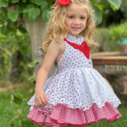 LA AMAPOLA - Strawberry Puffball Dress - White