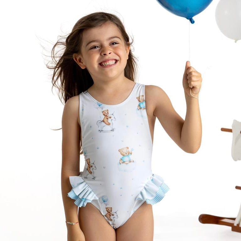 MEIA PATA Teddy Bear Print Holbox Swimsuit Blue