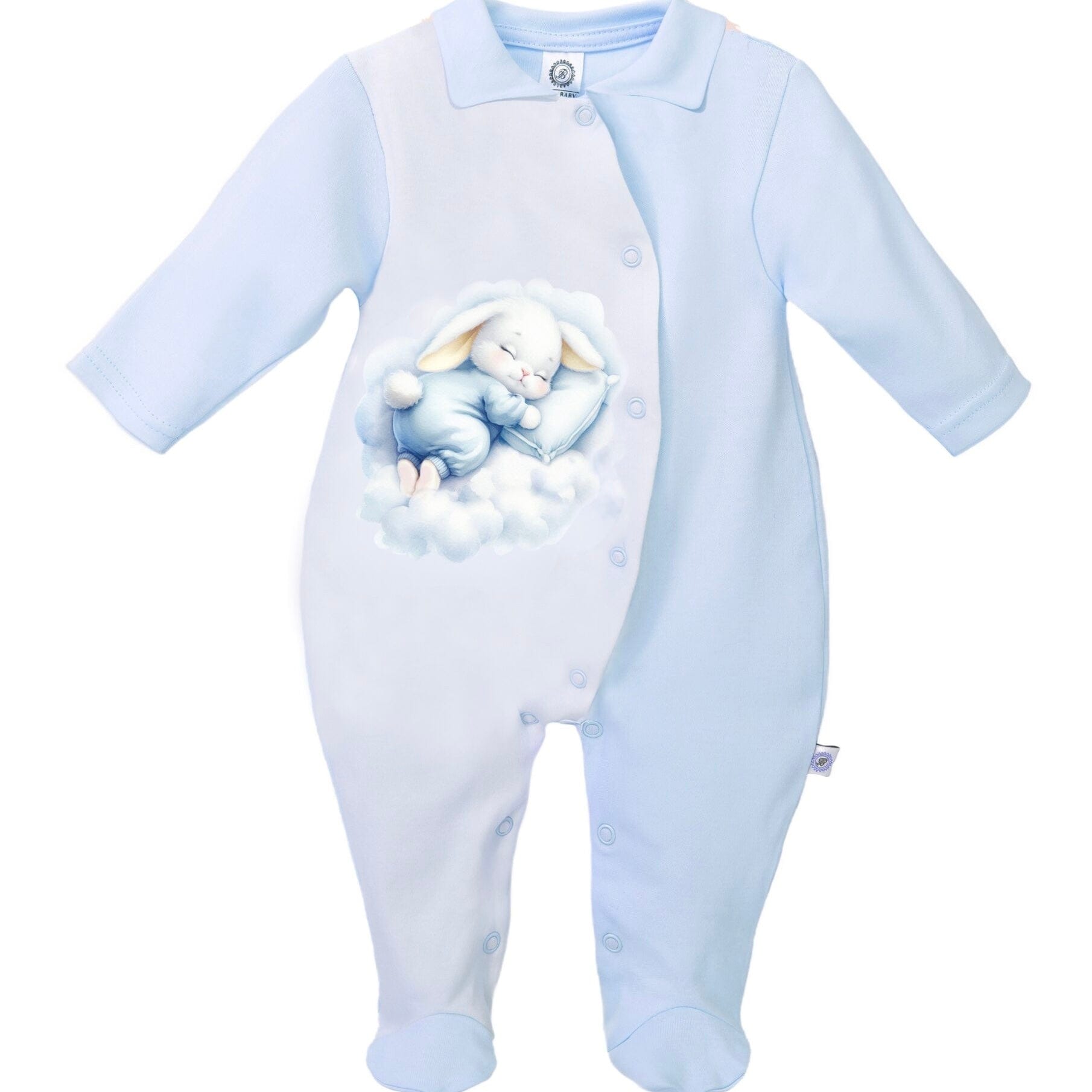 FIRST BABY - Bunny Babygrow - Blue