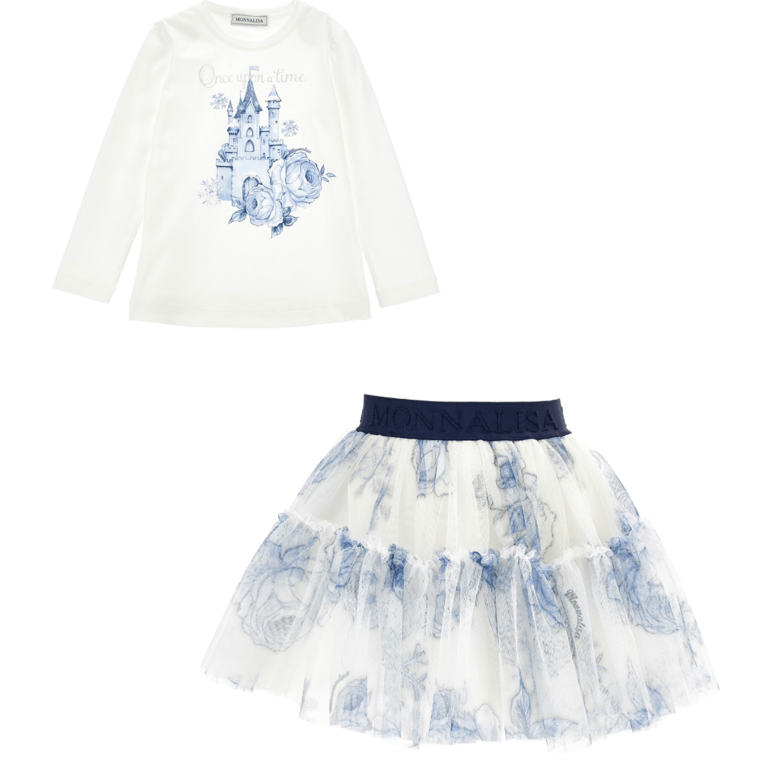 MONNALISA - Frozen Once Upon A time Tulle Skirt Set - Blue