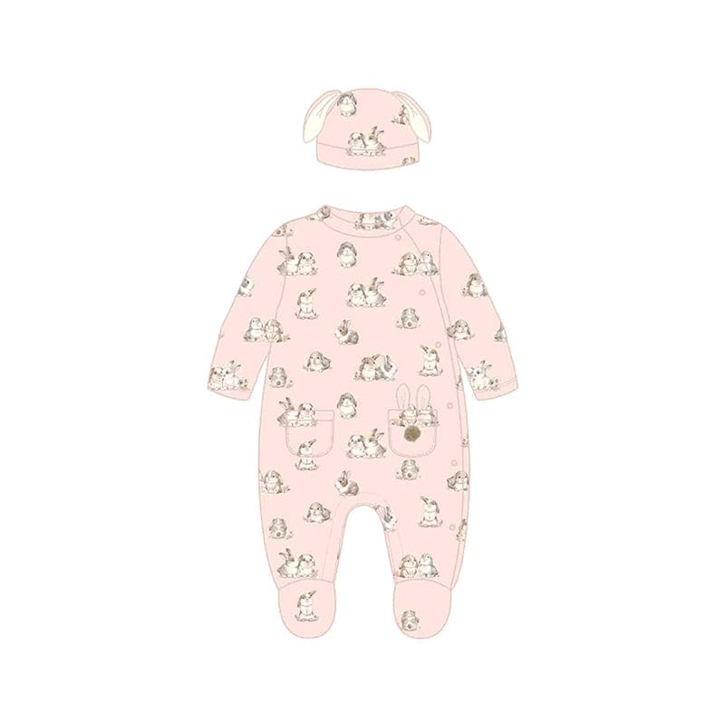 MAYORAL - Bunny Babygrow With Hat - Pink