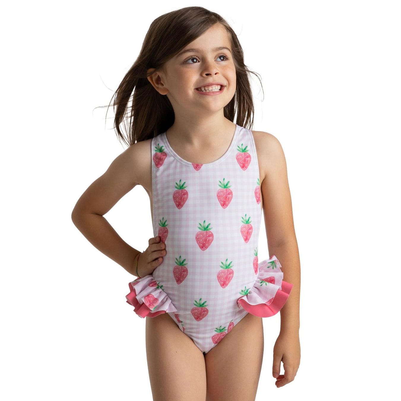 MEIA PATA Pink Strawberry Print Holbox Swimsuit Pink Bluebells Boutique