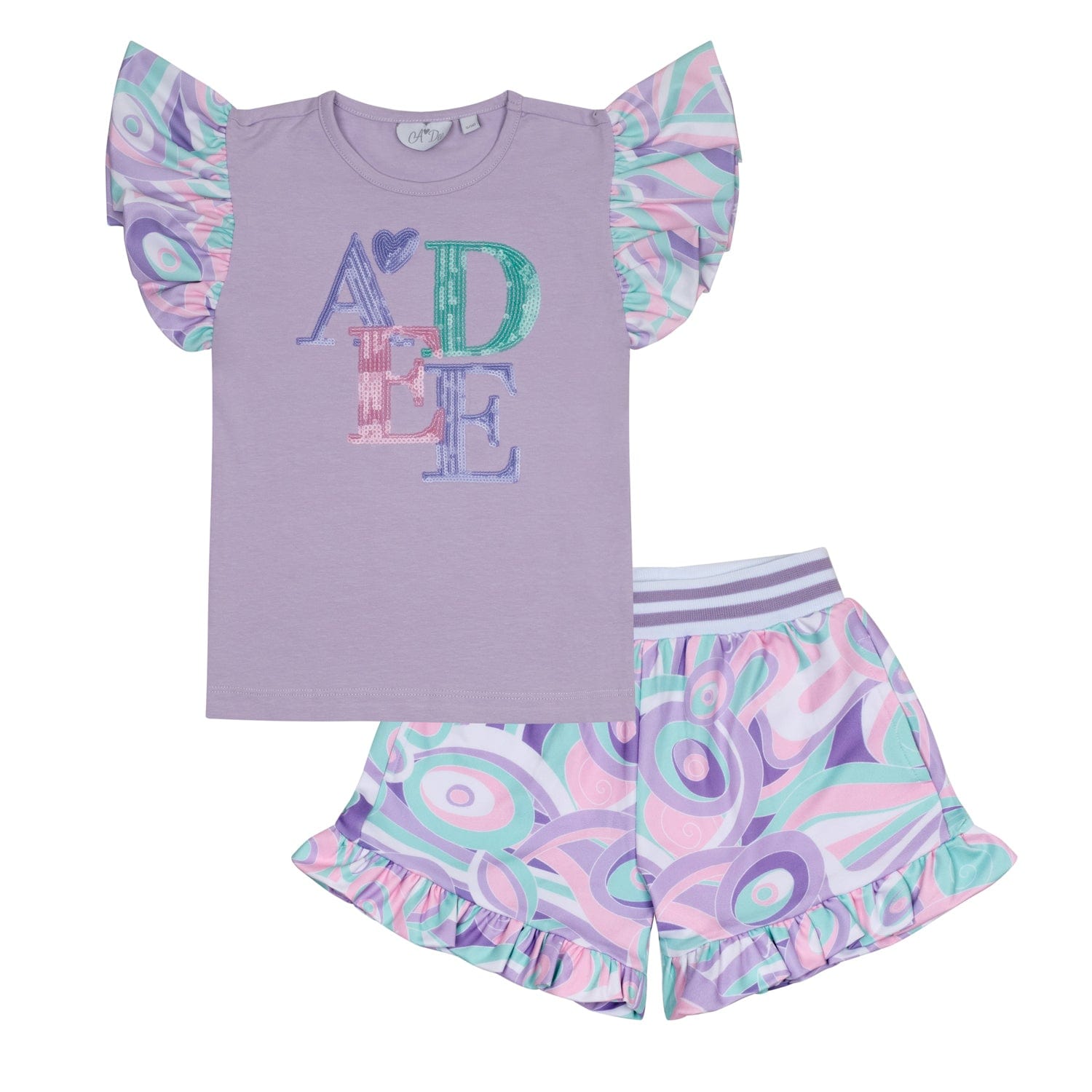 A DEE - Nancy Popping Pastels Print Short Set - Lilac