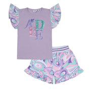 A DEE - Nancy Popping Pastels Print Short Set - Lilac