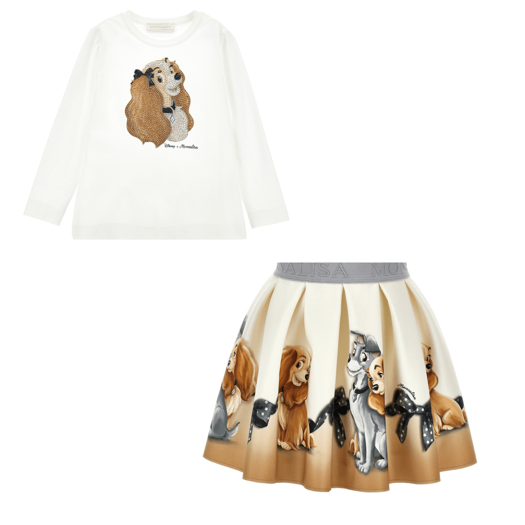 MONNALISA - Lady & The Tramp Skirt Set - Cream