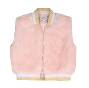 A DEE - Abstract Teddy Sisi Faux Fur Skirt & Gilet Set - Baby Pink