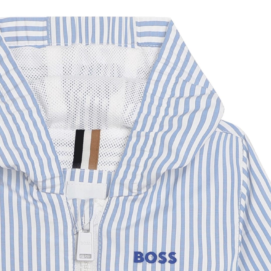 HUGO BOSS - Toddler Stripe Windbreaker Jacket -  White
