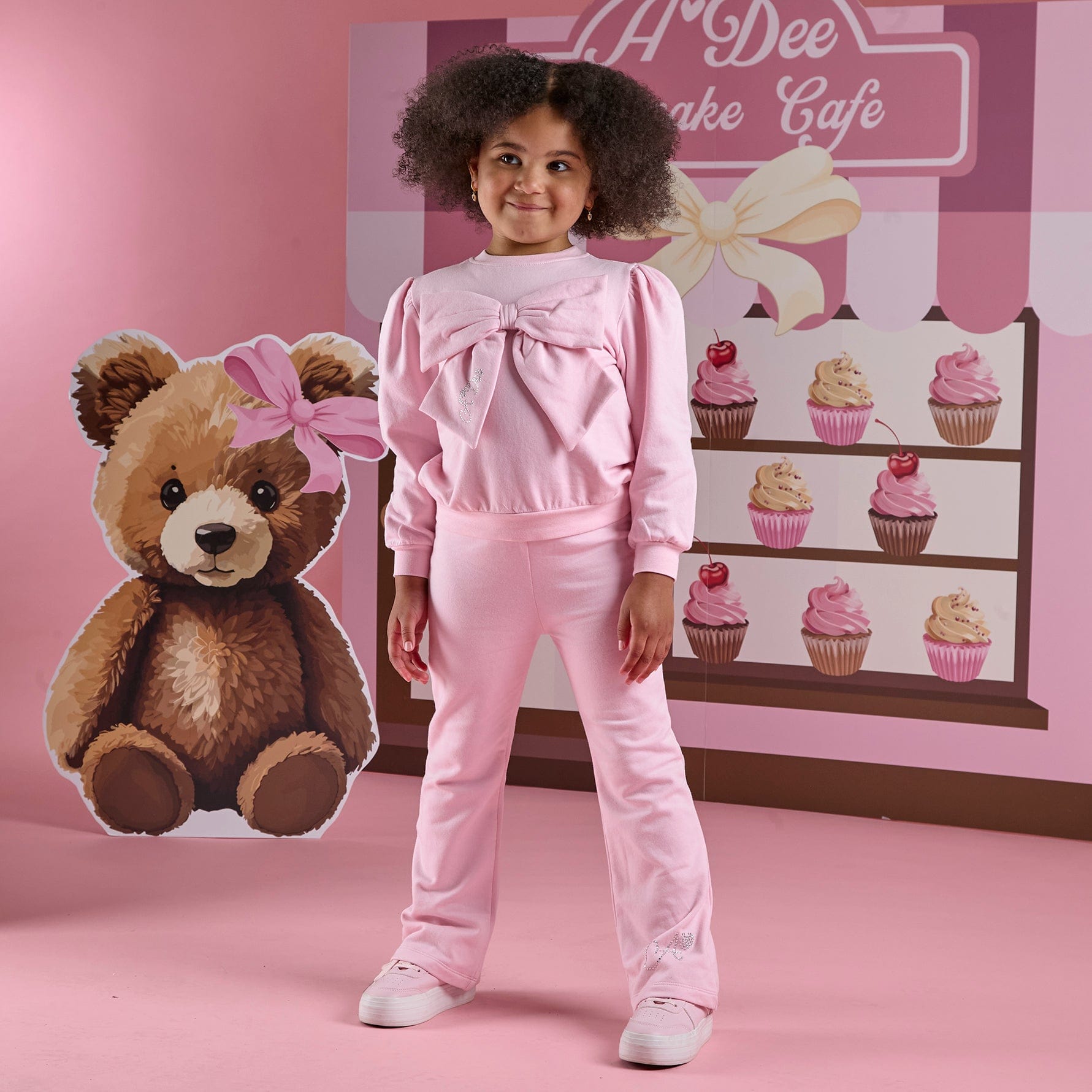 A DEE - Teddy Bear Bakery Luna Bow Flare Tracksuit - Pink Fairy