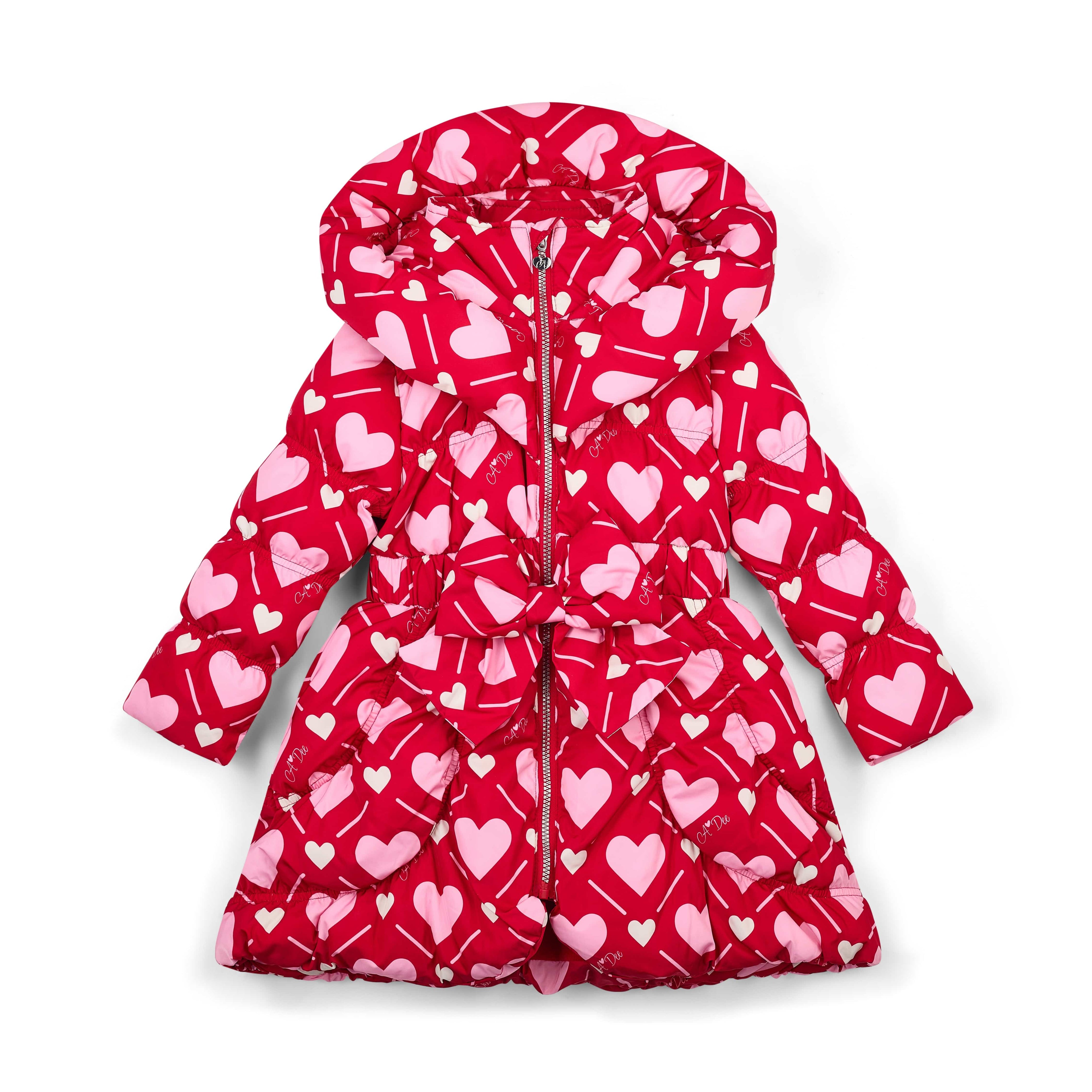 A DEE - Love Story Lauren Heart Print Bow Jacket - Vibrant Red