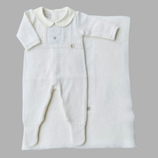 PAZ RODRIGUEZ - Knitted Royal Babygrow & Blanket - Cream