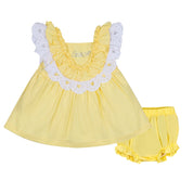 LITTLE A - Josephine Pastel Hearts Poplin Dress - Lemon