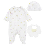 MONNALISA - Daisy Four Piece Babygrow Set  - White