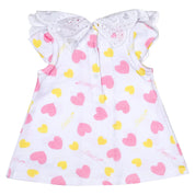 LITTLE A - Joanie Pastel Hearts Heart Print Dress - White