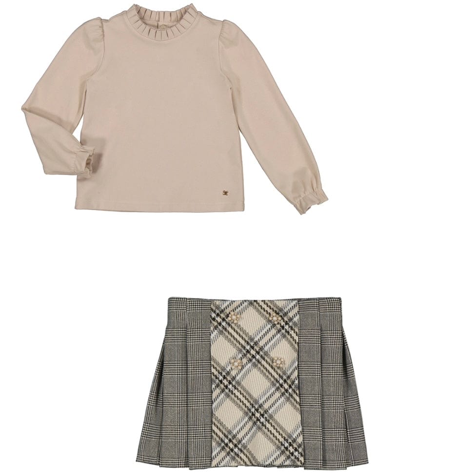 ABEL & LULA - Checkered Skirt Set - Beige
