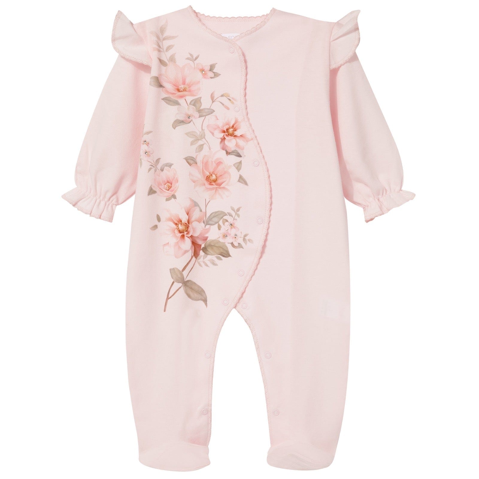 SOFIJA - Velour Diamanté Babygrow - Pink