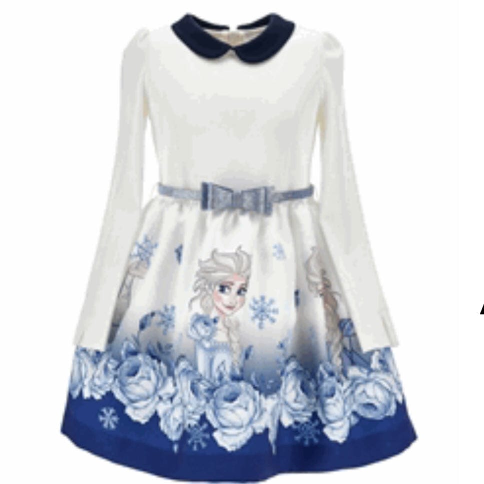 MONNALISA - Frozen Elsa Belted Dress - Blue