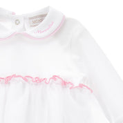 MONNALISA - Rose & Bird Babygrow  - White