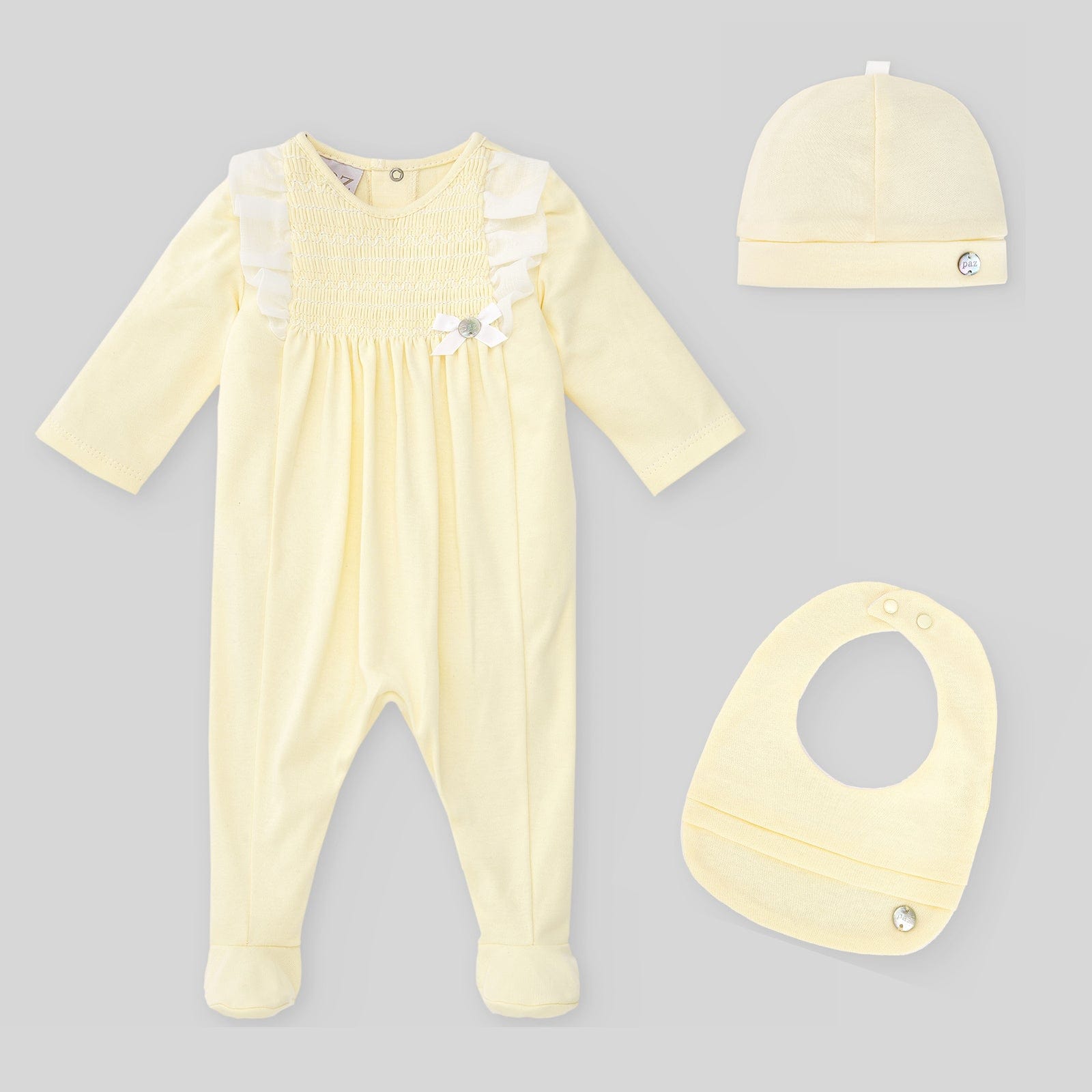 PAZ RODRIGUEZ Frill Detail Baby Layette Set Lemon