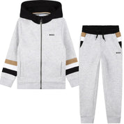 BOSS - Zip Hoodie Three Stripe Mini Me Tracksuit  -  Grey