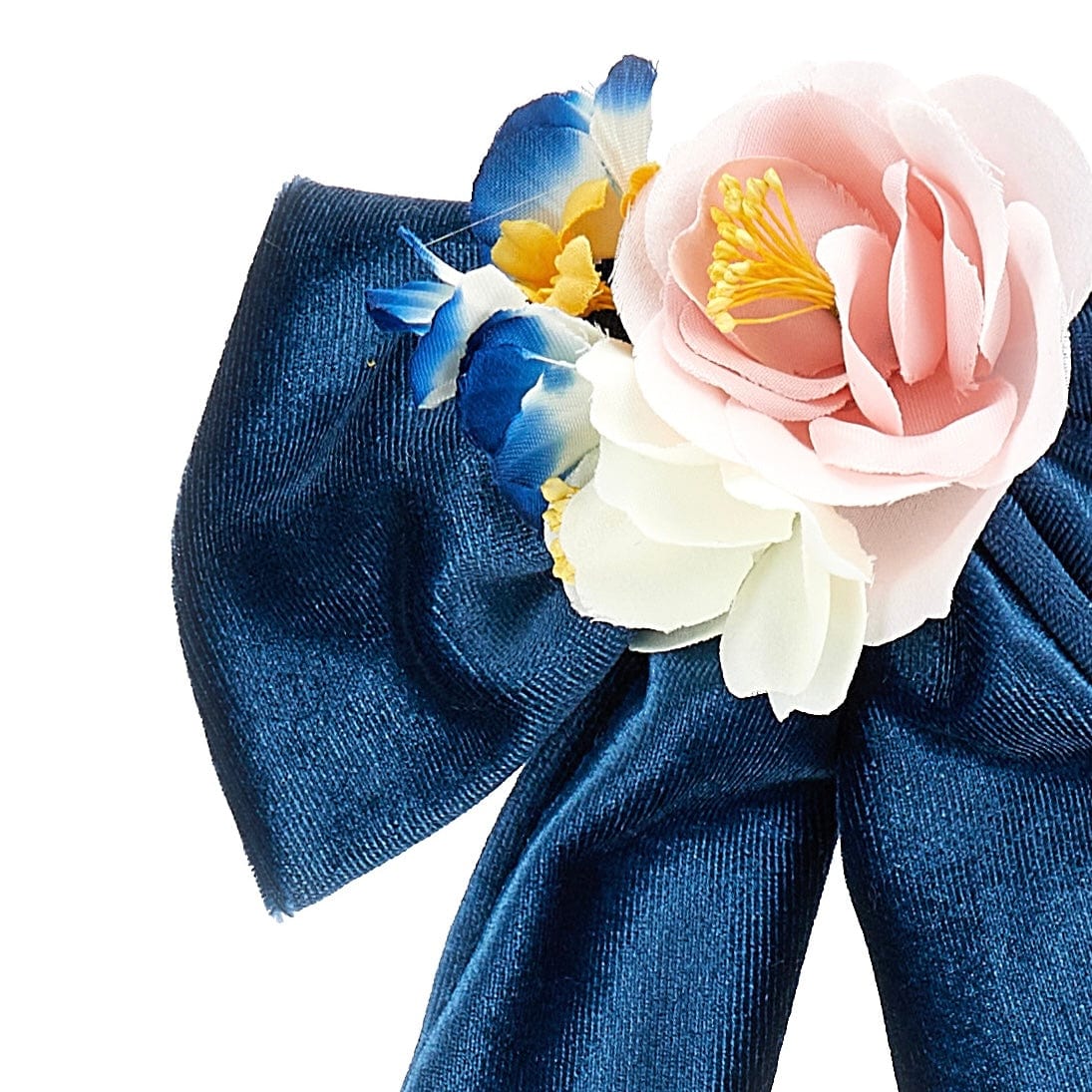 MONNALISA - Roses Velvet Bow Clip - Navy