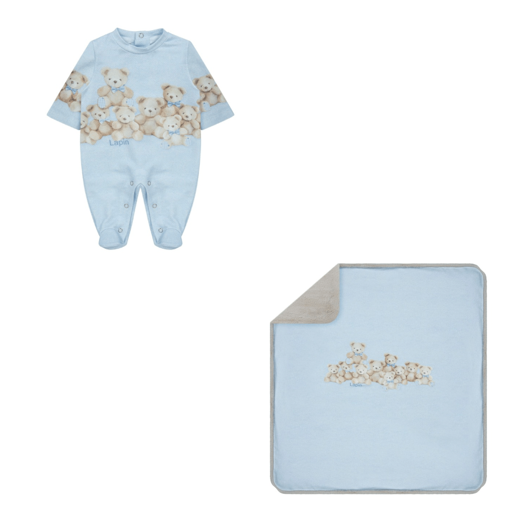 LAPIN HOUSE - Teddy Babygrow & Blanket Set - Blue