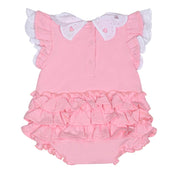 LITTLE A - Juli Pastel Hearts Frill Romper - Pink