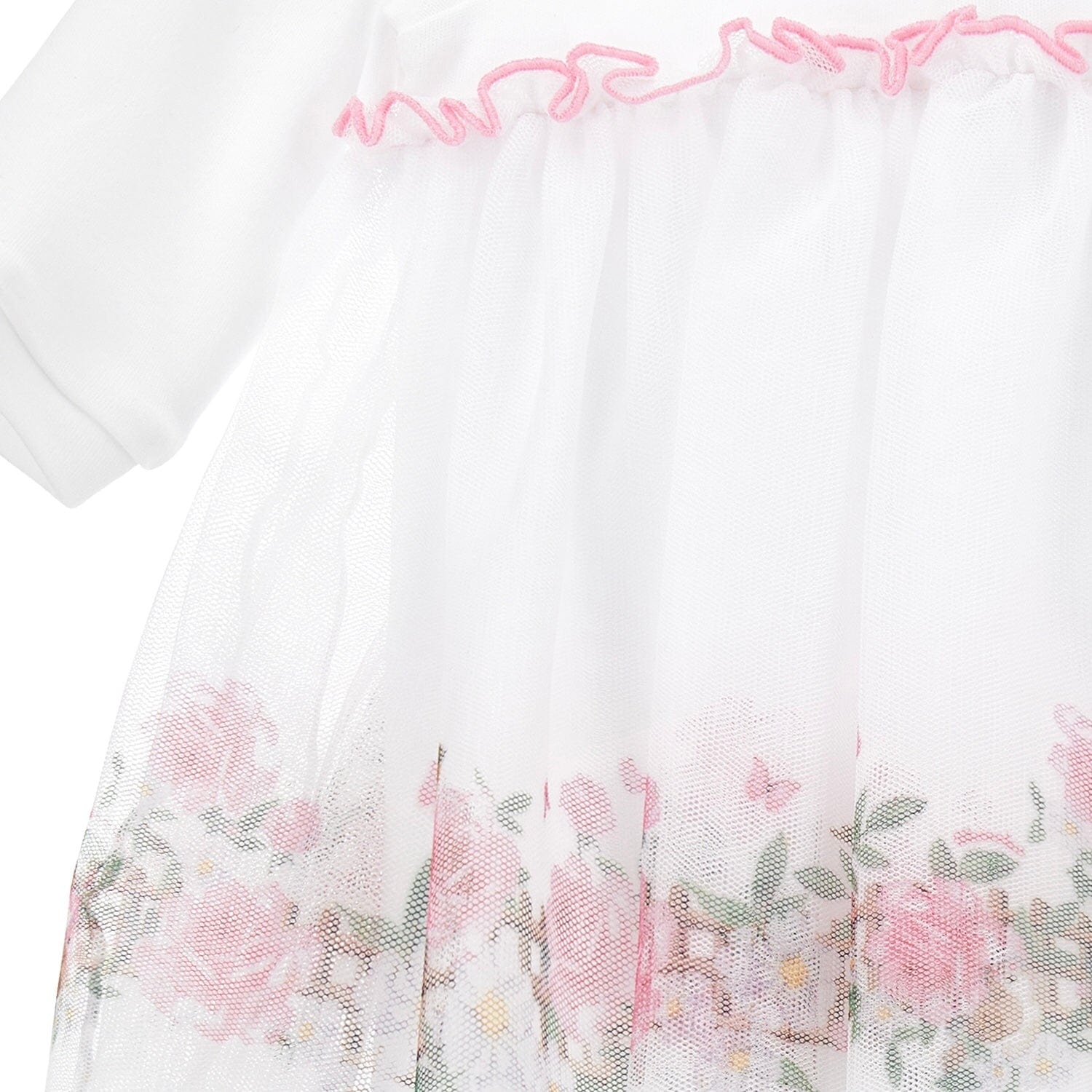 MONNALISA - Rose & Bird Babygrow  - White