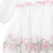 MONNALISA - Rose & Bird Babygrow  - White