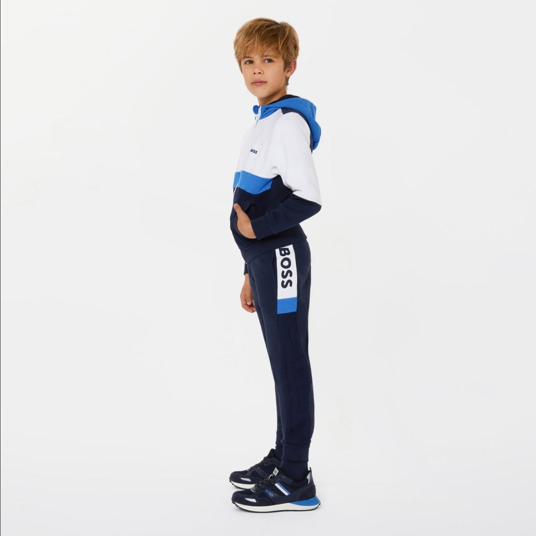 BOSS - Zip Hoodie Colour Block Tracksuit  -  Navy