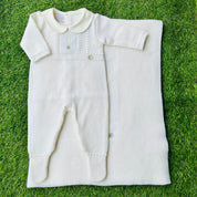 PAZ RODRIGUEZ - Knitted Royal Babygrow & Blanket - Cream